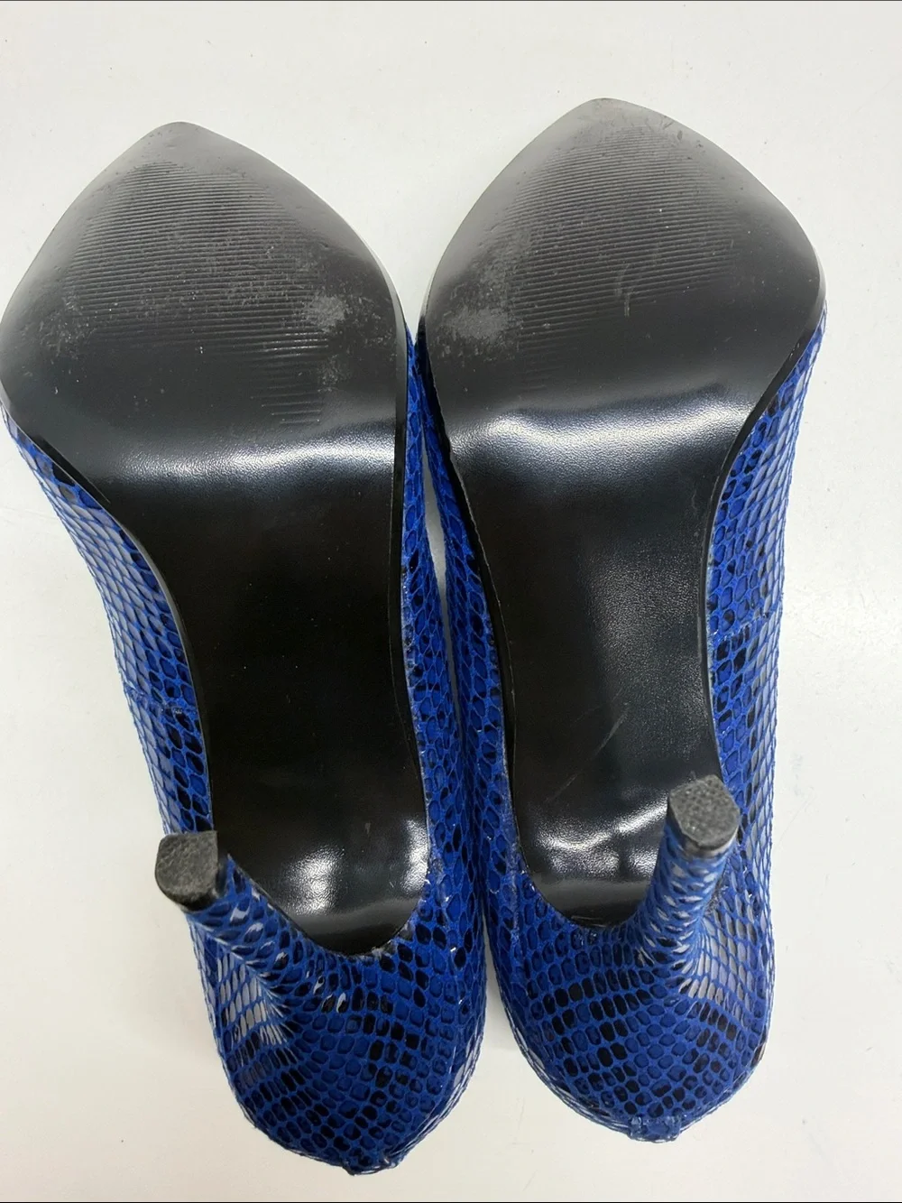 Steve Madden Galery Heels High Heel Shoes Faux Snake Skin Leather Blue Size 11